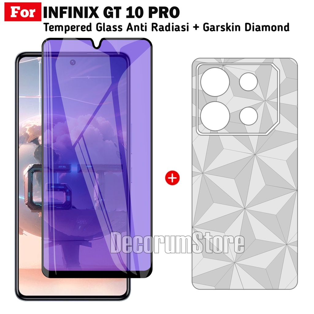 Tempered Glass INFINIX GT 10 PRO Layar Blue Light Free Garskin Diamond Handphone