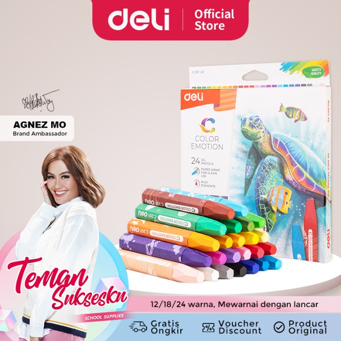 

[Promo] Deli EC20120 School Crayon/Krayon-Oil Pastel Smooth Rich Blending 24C