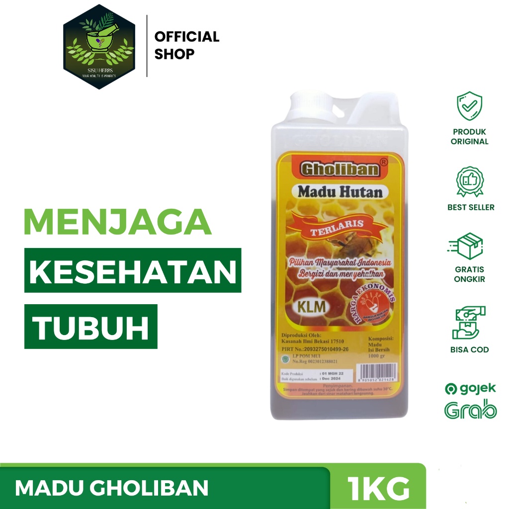 

Madu Hutan Gholiban 1kg & 500gr Madu Kalimantan Mengandung Beepollen Royal Jelly