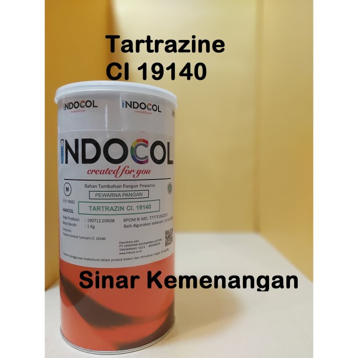 

Promo Termurah [ Best Seller ] Pewarna makanan Indocol Tartrazine CI 19140