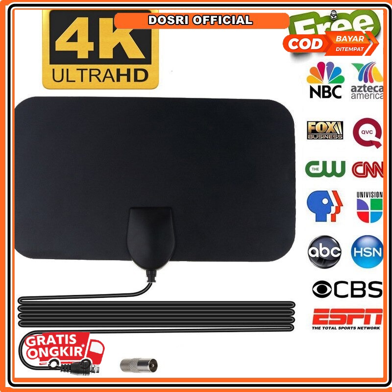 Antena TV Indoor Digital Taffware penguat sinyal DVB-T2 4K High Gain kabel televisi