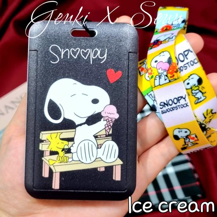 

Tempat kartu ID card holder / Snoopy name tag holder bahan hardcase - ICE CREAM