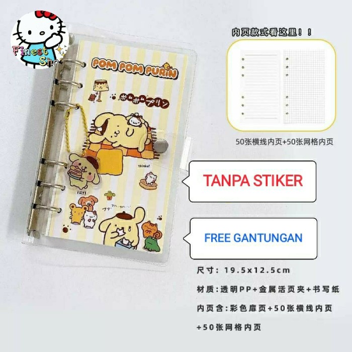 

Buku Binder Ring Besi FREE STIKER Gantungan Cute NoteBook Diary Kawaii - Pompurin