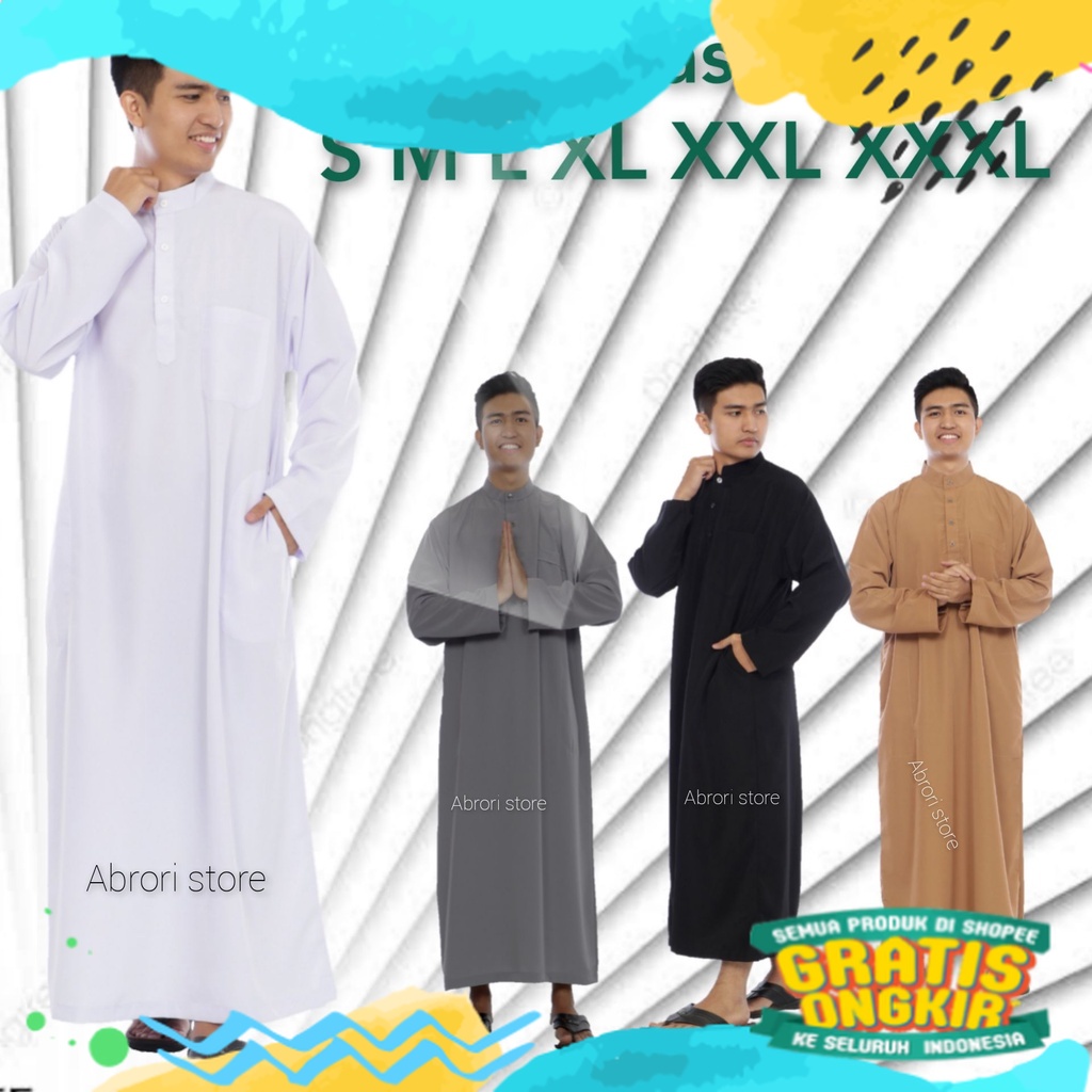 jubah pria polos  gamis dewasa jubah saudi gamis laki laki/ biru telur asin