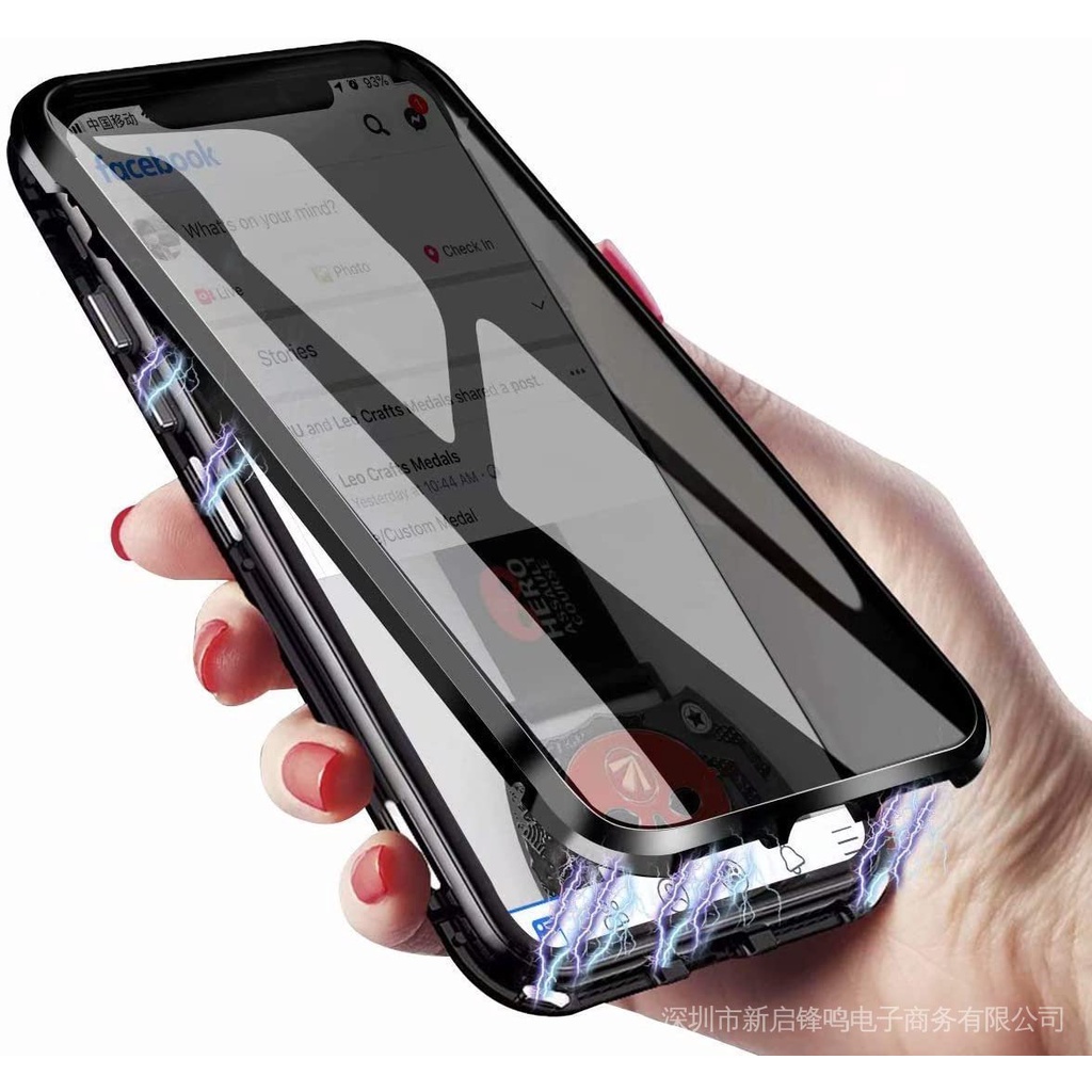 Anti-Spy Anti-Peeping iPhone 16 15 14 13 12 Pro Max Full Body Case,Clear Double Sided Tempered Glass