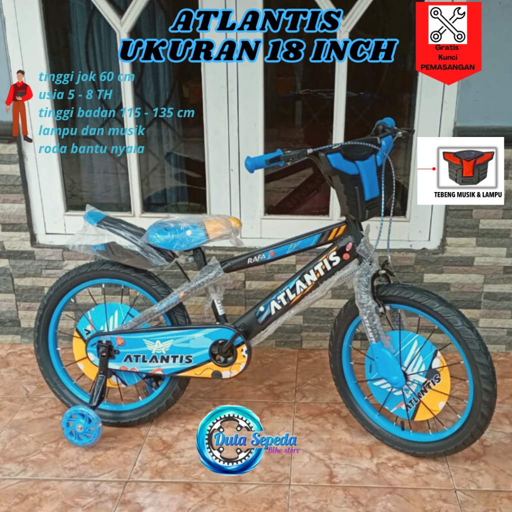 sepeda anak laki laki 18 inch BMX ban pompa ATLANTIS