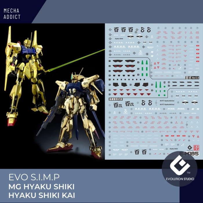 Water Slide Decal MG HYAKU SHIKI / HYAKU SHIKI KAI by EVO SIMP