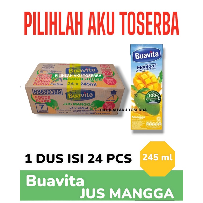 

BUAVITA MANGO Jus Mangga 245 ml - ( HARGA 1 DUS ISI 24 )