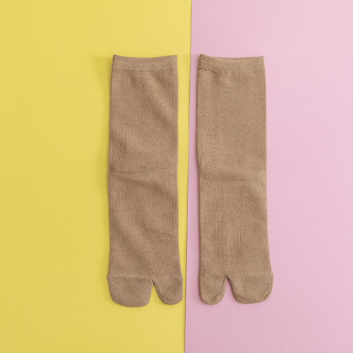 [KIA] Kaos Kaki Jempol Polos Import Berwarna Kaos Kaki Wanita Muslimah Lucu - Coklat