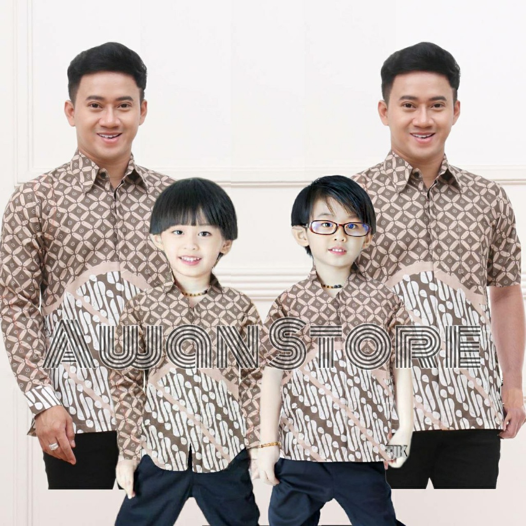 TERBARU Couple sweet | Batik Kawung Coklat Mocca | couple batik ayah dan Batik anak cowok BATIK mocc