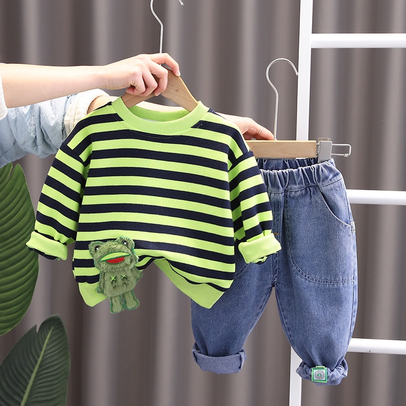 Setelan Anak Laki Laki Import Setelan Sweater Balita Motif Garis Garis Impor Baju Gambar Timbul Kodo