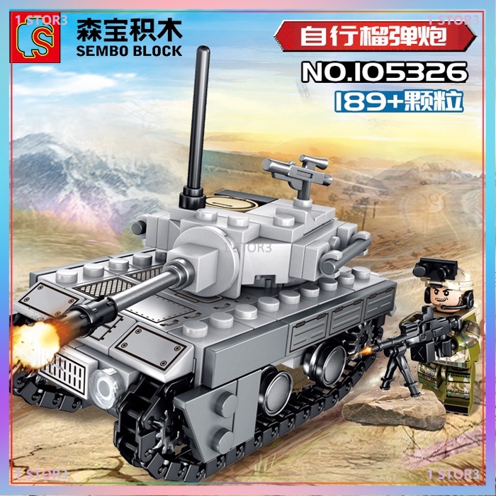 Mainan Balok Sembo Block Tank Iron Blood Heavy Equipment 105321-28 Mainan Anak Laki Laki Belofty Toy