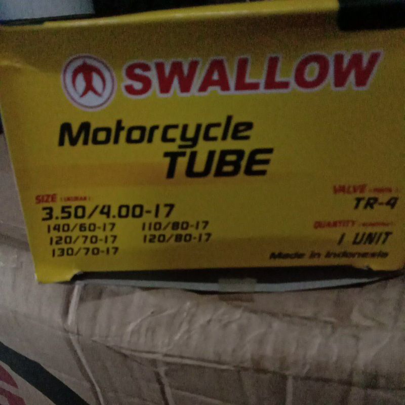 BAN DALAM MOTOR SWALLOW 350/400 RING 17 3.50/4.00-17 110/120/130/140/60/70/80-17 SWALOW TUBE