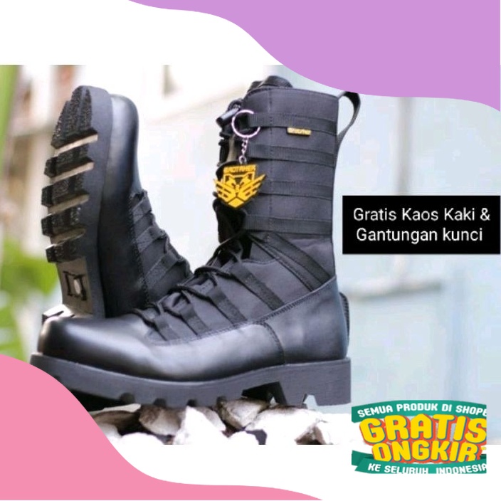 SEPATU PDL Ninja .Sepatu Pdl TNI POLRI BRIMOB SECURITY.NINJA Radial kulit doff dan kilap/ ungu biru