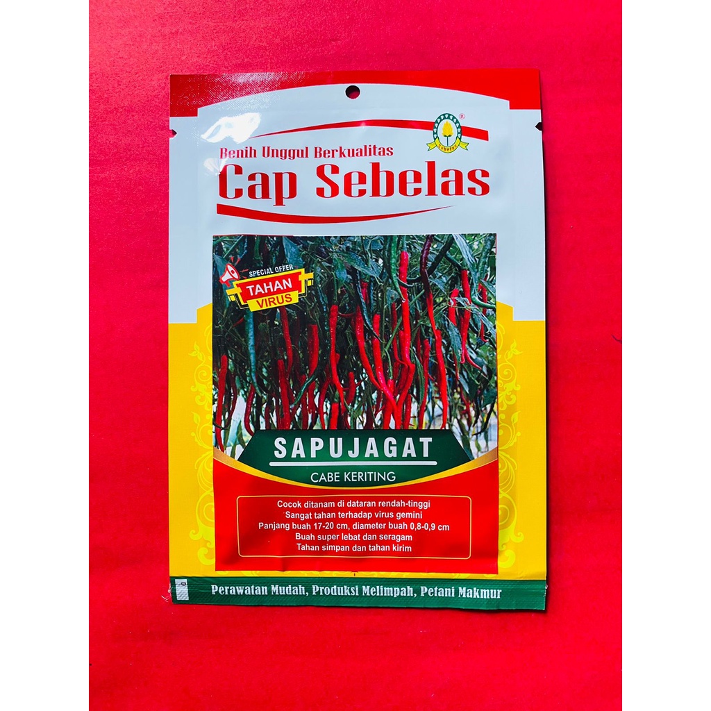 Benih  SAPUJAGAT Cabai keriting   isi 2500biji dari CAP SEBELAS  untuk menyuburkan tanaman
