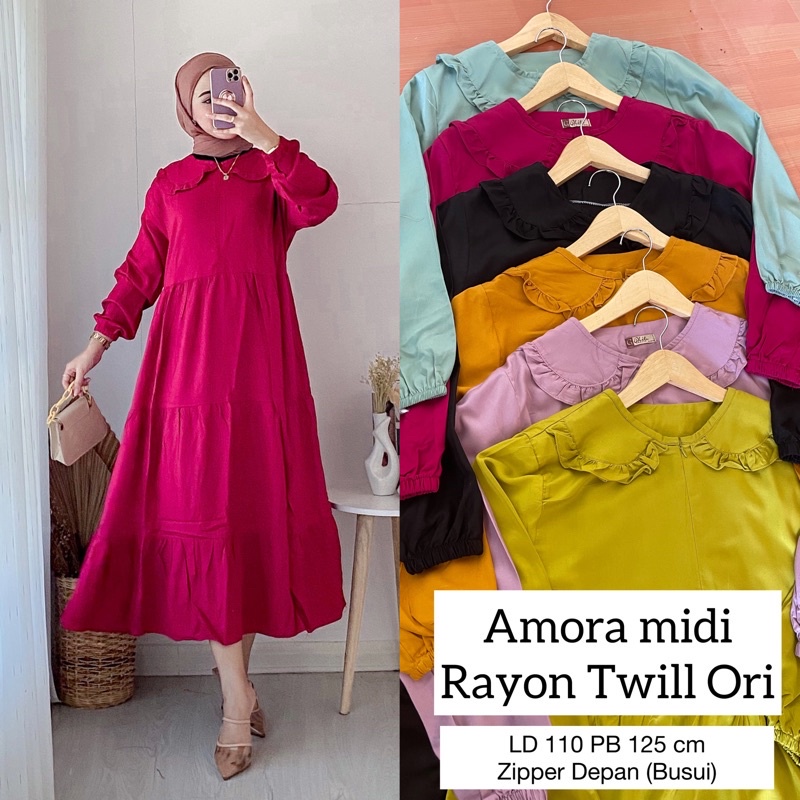 Amora Midi / Amora Midi Rayon Twill Ori / Midi Rayon / Midi Dress Rayon Twill