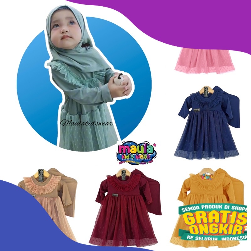 Gamis bayi newborn / baru lahir - 4 tahun | Gamis anak perempuan  free jilbab murah | gamis tutu til