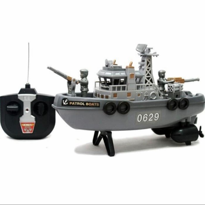 ✨COD✨ -Mainan Anak Remote Control Perahu Kapal Perang Marine Patrol Boat