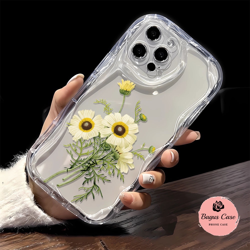 Casing ponsel transparan bunga matahari krisan segar cocok untuk Redmi A1 A2 9C 10C 12 12C Note 8 9 