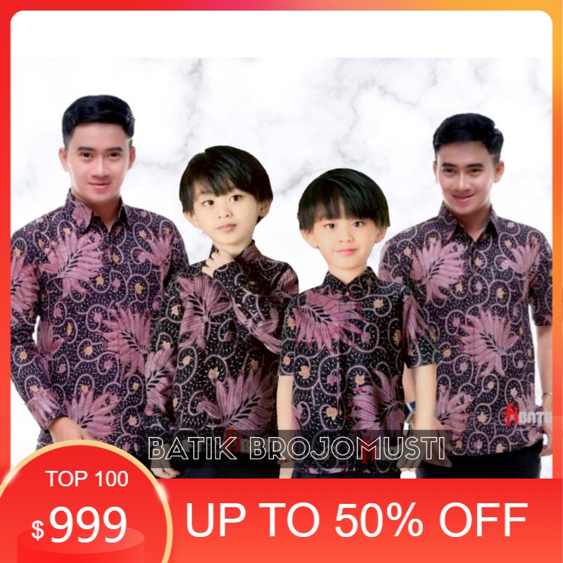 BAJU BATIK COUPLE AYAH ANAK LENGAN PENDEK, BAJU BATIK PRIA PUSER NAVY, BAJU ANAK COWOK COUPLE AYAH, 