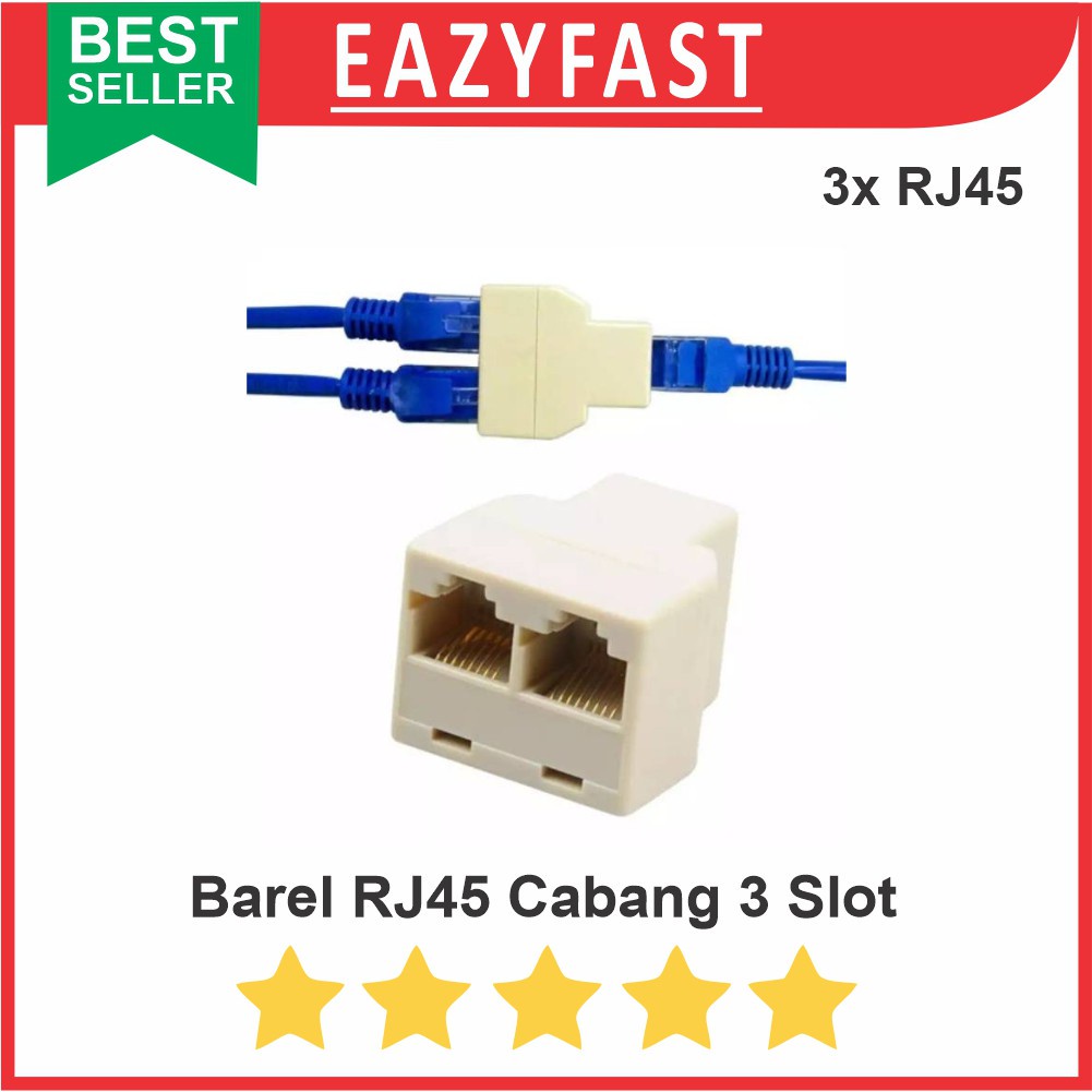 Barel RJ45 RJ 45 Female Double Cabang 2 3 Port Sambungan Kabel LAN UTP