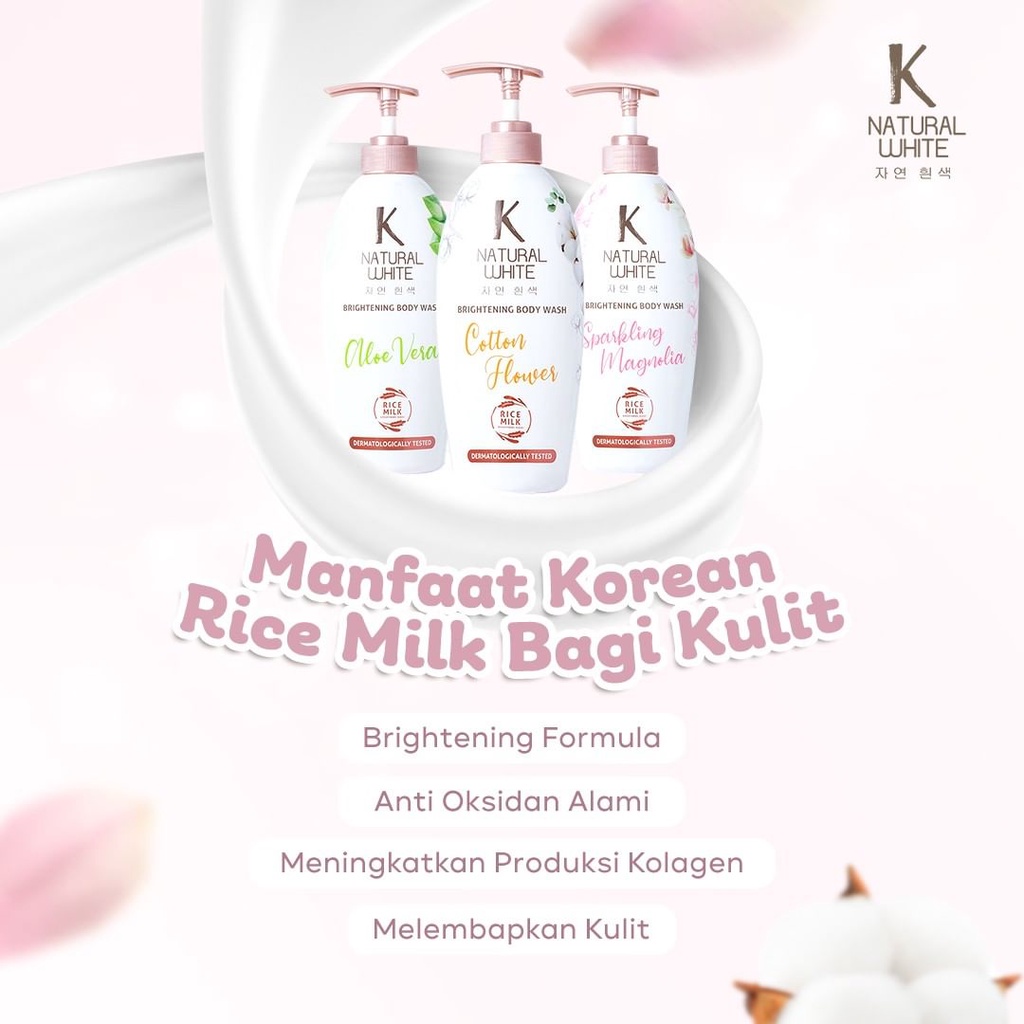 K Natural White Sabun Mandi Cair Magnolia Pouch 400 ml x3 - Gambar 3