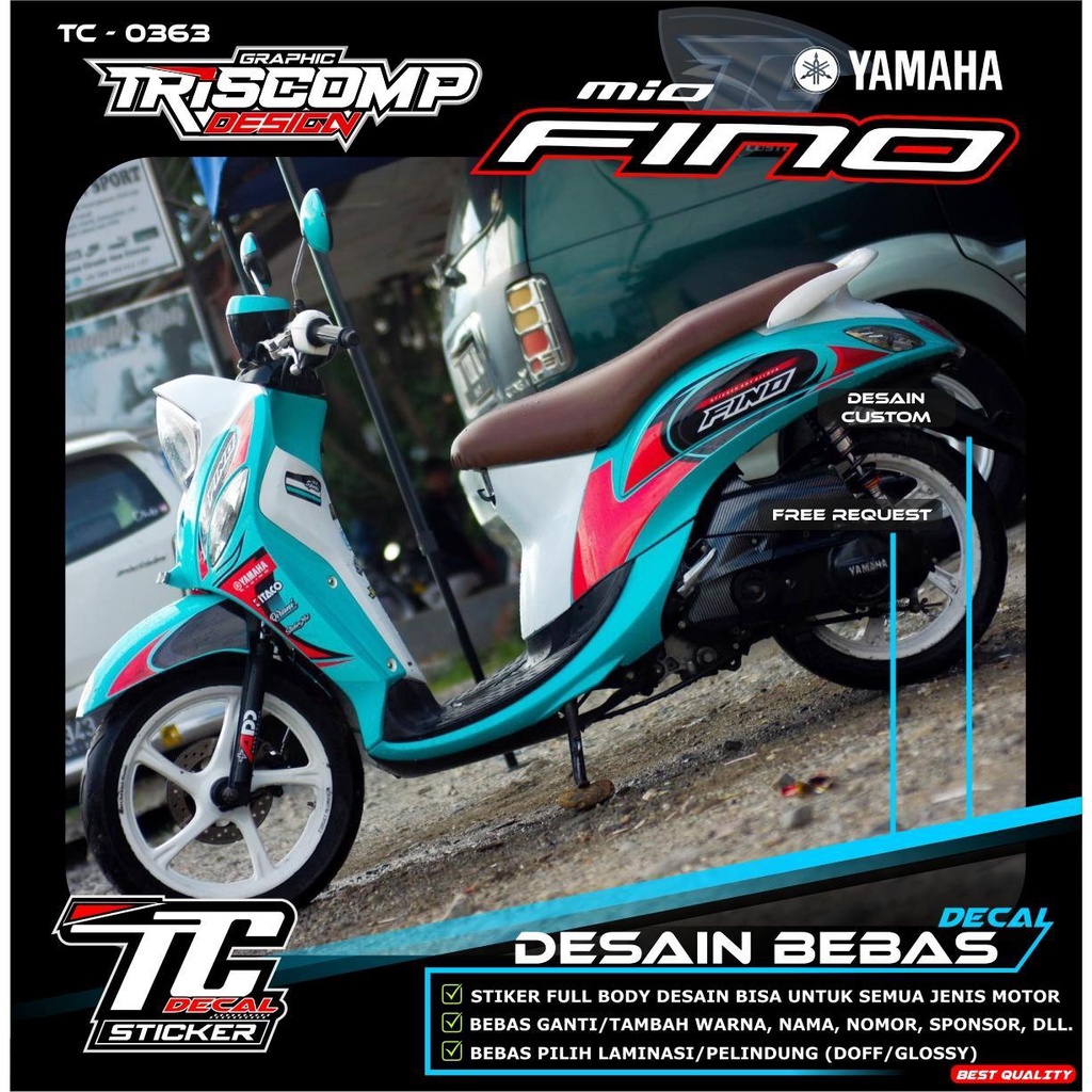 Decal Fino Sticker Striping Decal  Fino 125 Full Body Tosca List Stabillo Desain Keren Bebas Request