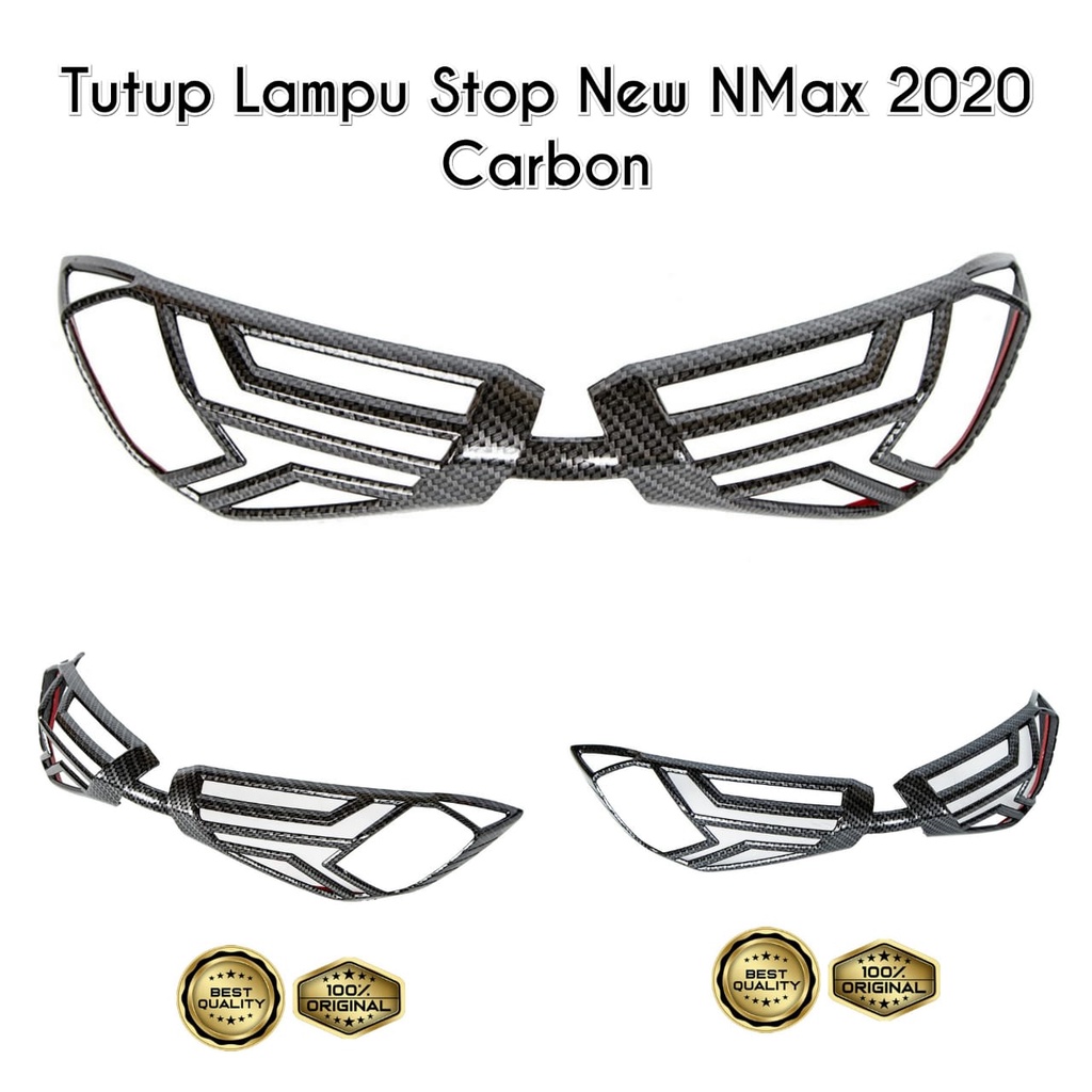 Cover Tutup Lampu Stop New NMAX 2020 2021 Carbon Pelindung Lampu Belakang NMAX 2020 2021 Hitam Carbo