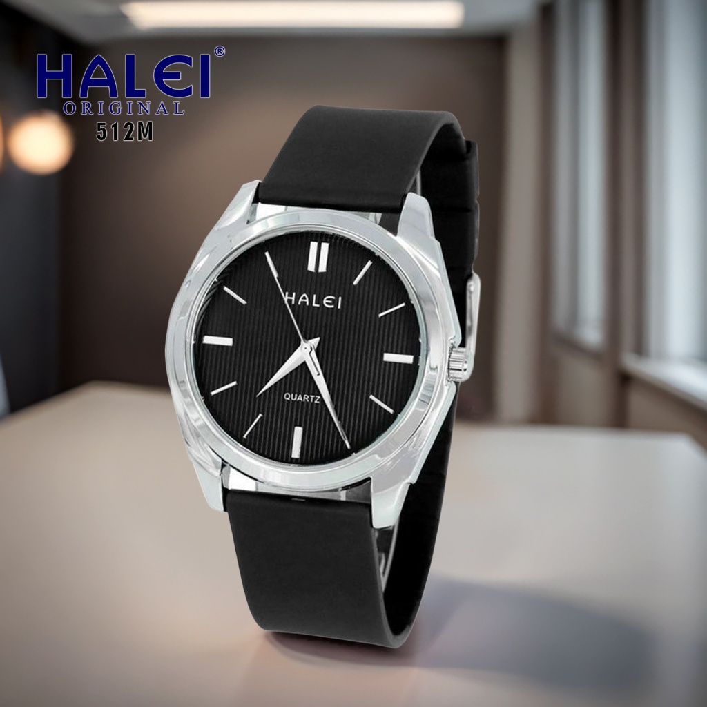 Halei Watch 512 M - Jam Tangan Halei Pria Karet Analog Kekinian - Tahan Air dan Garansi 1 Tahun. Fre