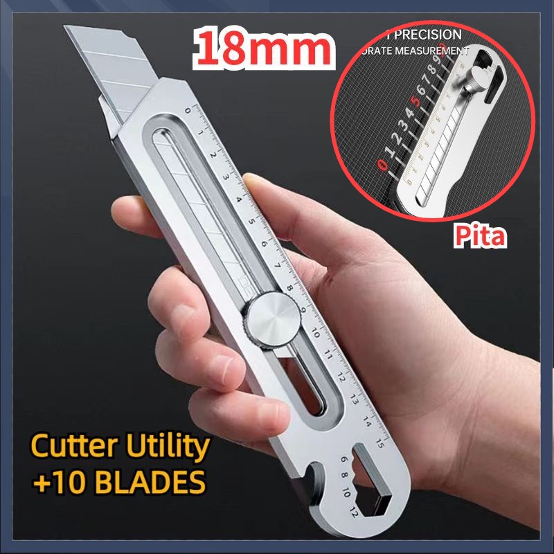 

【COD】Cutter Pisau 18mm/Cutter Blade Blades/Cutter Utility/Cutter Multifungsi Stainless Steel/Cutter Stainless & Aluminium/Refill Cutter Set/Cutter Besi Stainless Besar