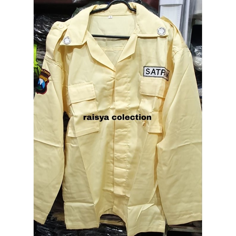 Mssashop baju pdl satpam krem / atasan satpam pdl warna krem terbaru