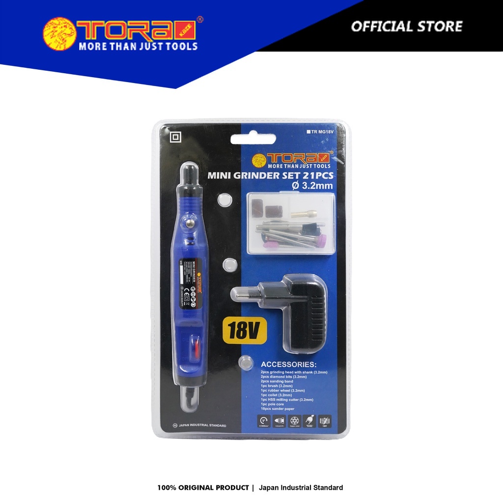 TORA Mesin Gerinda Bor Mini Set 21 Pcs 18V Grinder Tuner - Mini Die Grinder Set