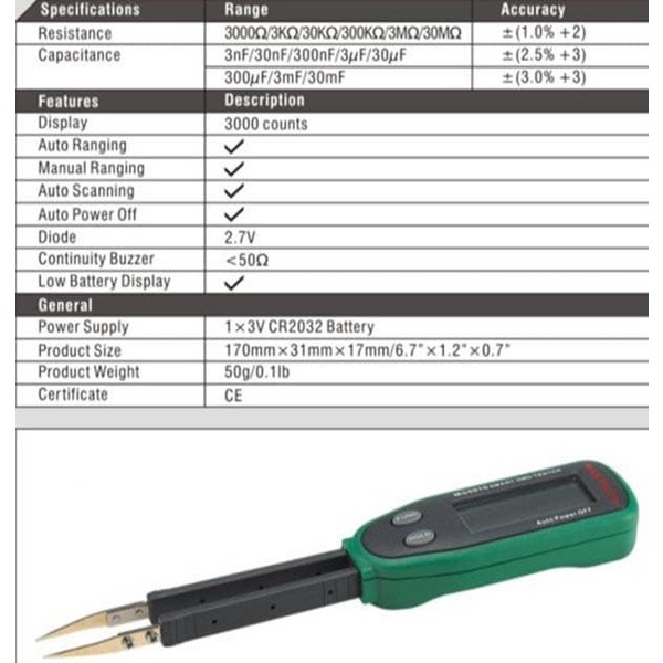 Smart SMD Tester Mastech MS-8910 Resistance Capacitance Diode MS8910