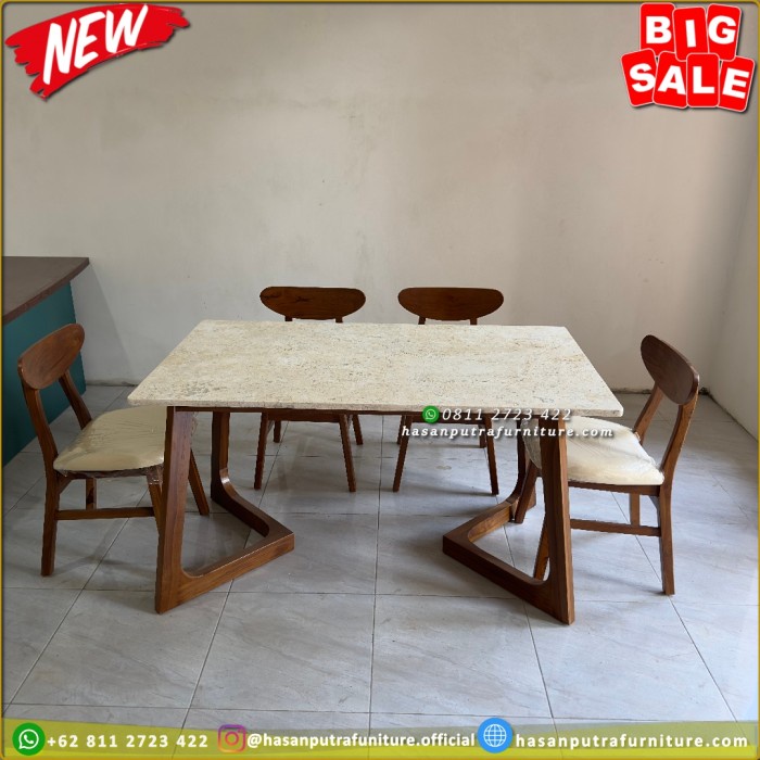 Meja Makan Marmer 4 Kursi Meja Makan Cafe Jati Kursi Meja Makan Marmer Furniture Jepara