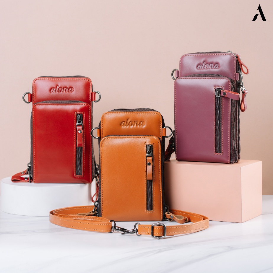 [PROMO] Tas Kulit Wanita | Selempang Kulit Sapi | Alona Siren Minibag | Tas Bahu Elegan | Tas Selemp