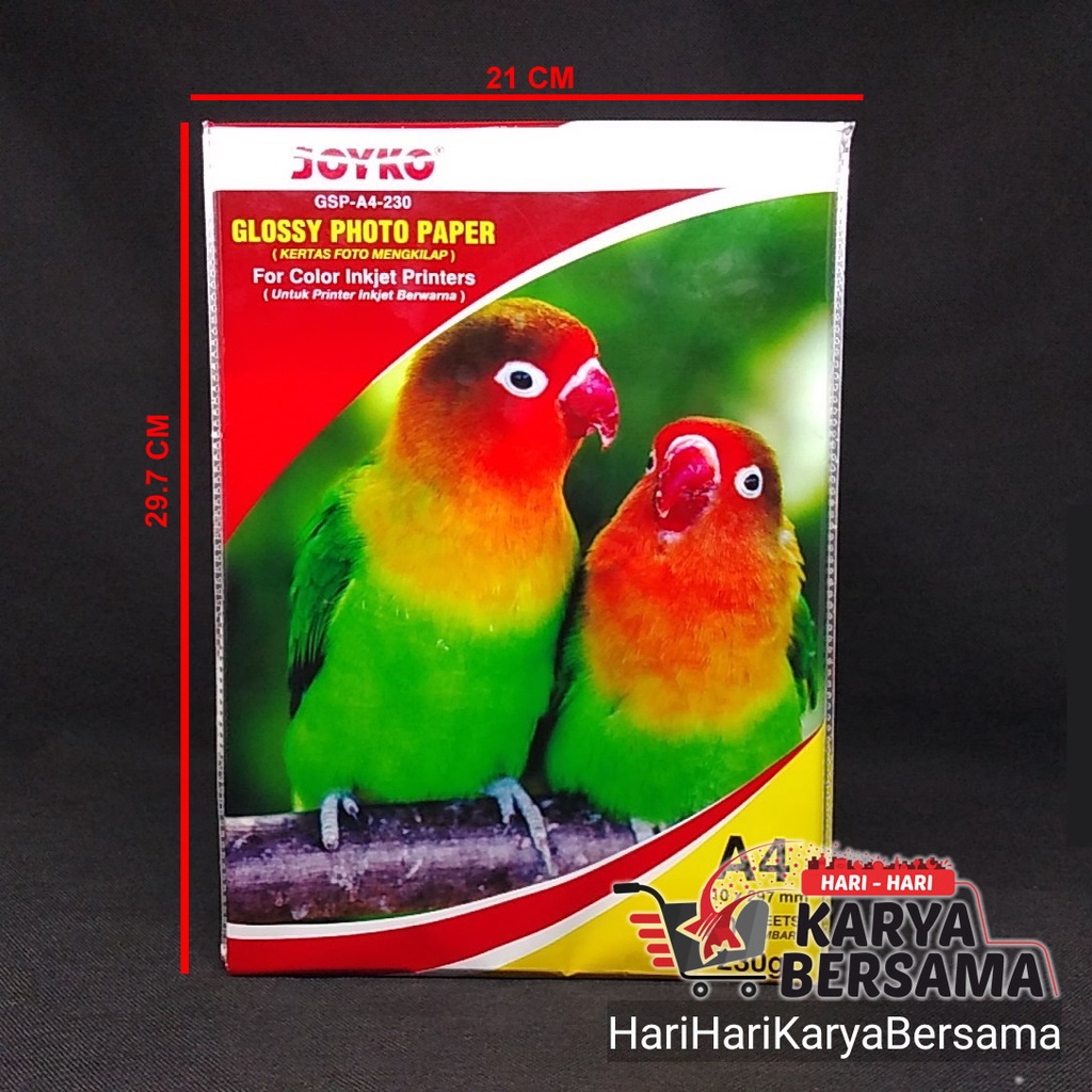 

GLOSSY PHOTO PAPER JOYKO GSP-A4-230 KERTAS FOTO MENGKILAP ISI 20'S