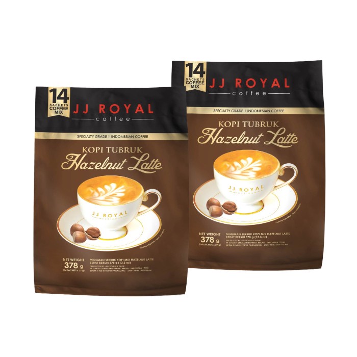 

Bundling 2 JJ Royal Kopi Tubruk Hazelnut Latte Bulk Bag 14 Sachets