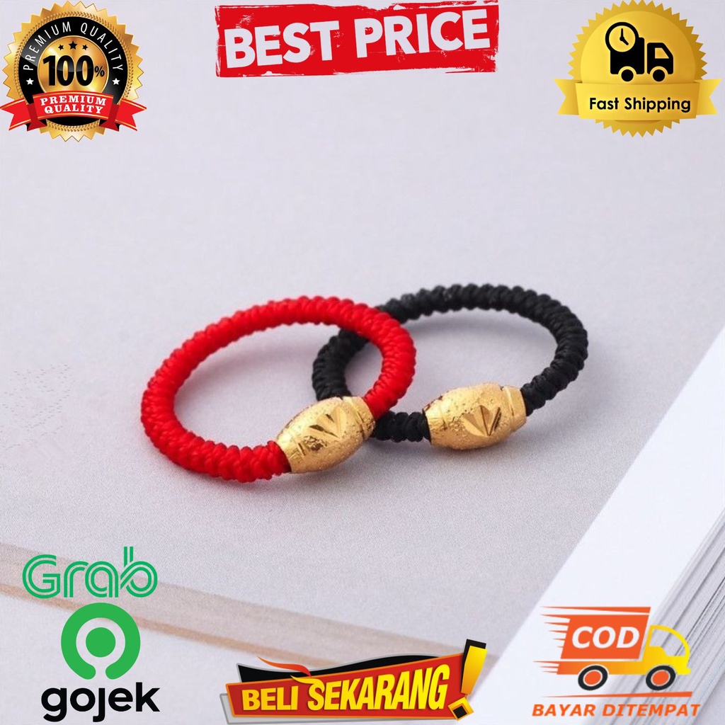 Cincin tali couple hitam merah keberuntungan lucky charm china , cincin tali / cincin couple / cinci