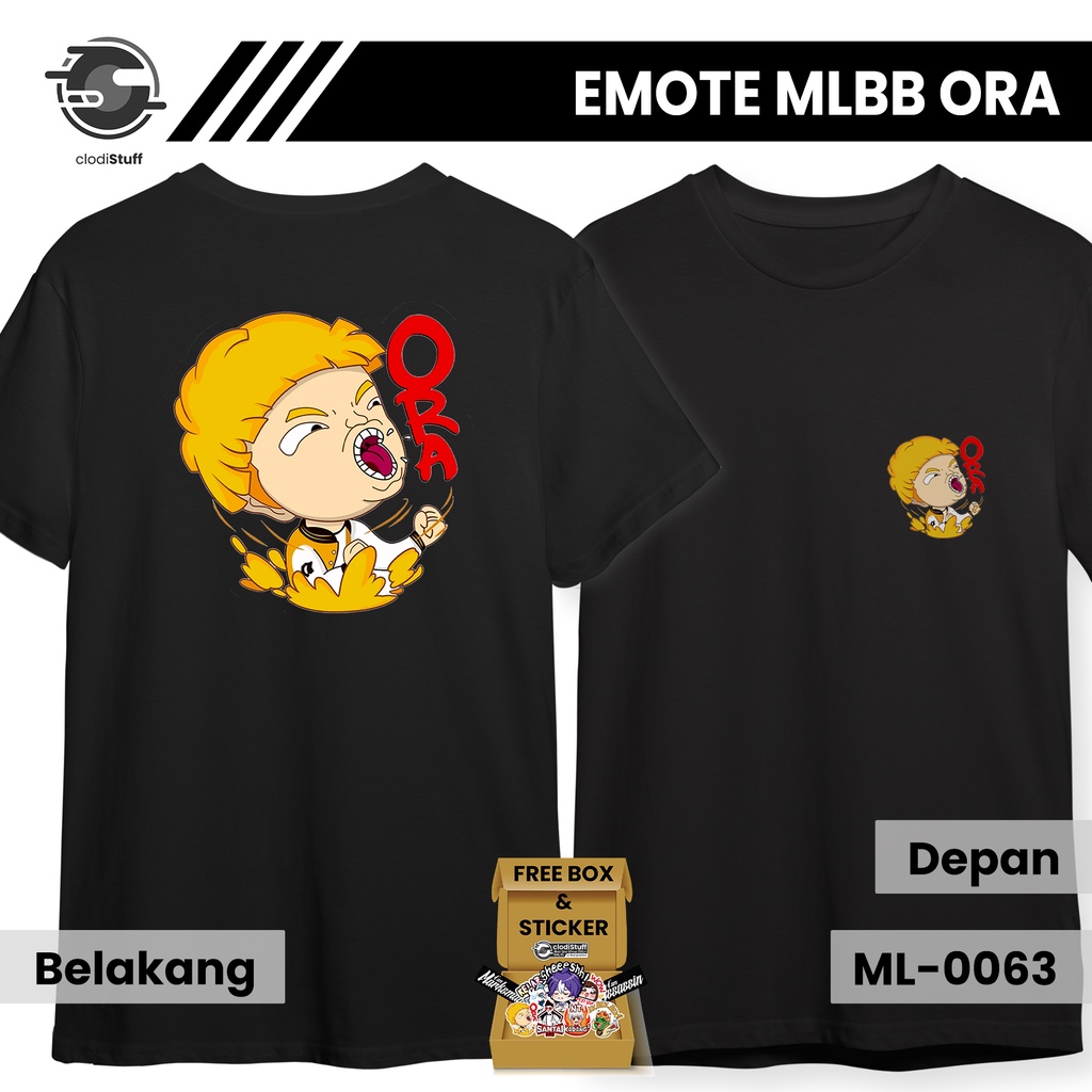 Kaos EMOTE ORAA Mobile Legends Emot Ora ML MLBB Legends Lengan Pendek Hitam Combed 24S