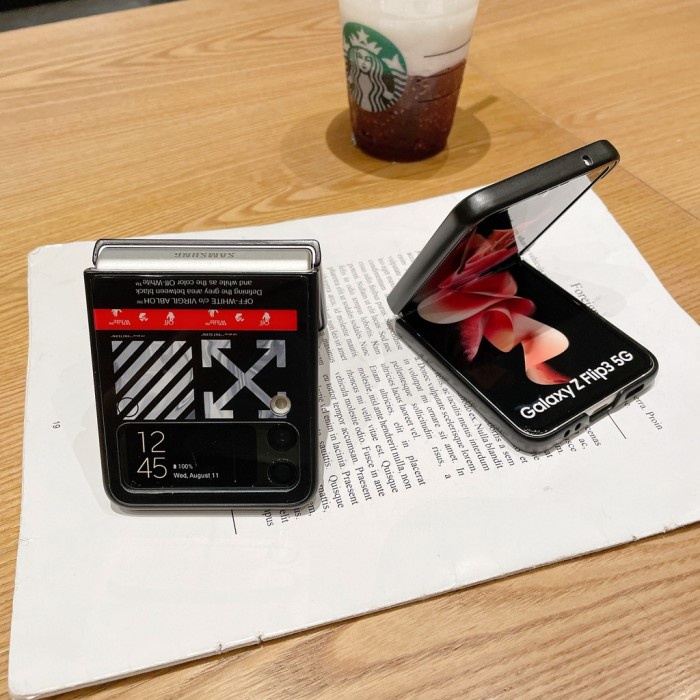 Case ORIGINAL Samsung Z Flip 3 5G Flip3 PAINTING Glass Motif Casing