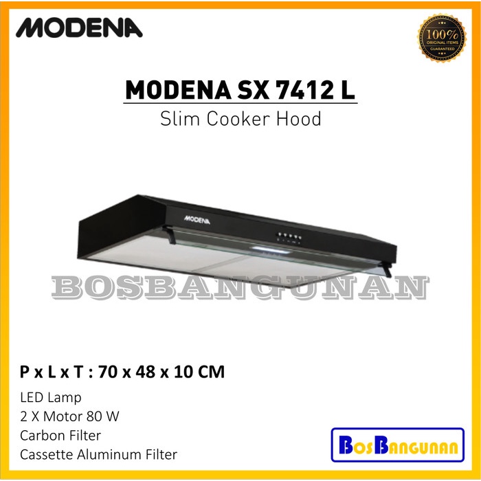Cooker Hood MODENA SX 7412 L / Slim Cooker Hood MODENA SX7412L - INSTANT