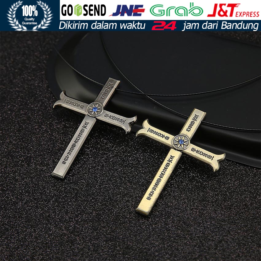 Kalung Salib Mihawk / Kalung Anime One Piece Salib Mihawk Bahan Logam Alloy