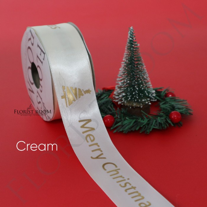 

Pita Satin Merry Christmas ±3.8cm x 20yard - Pita Natal - Moss Green