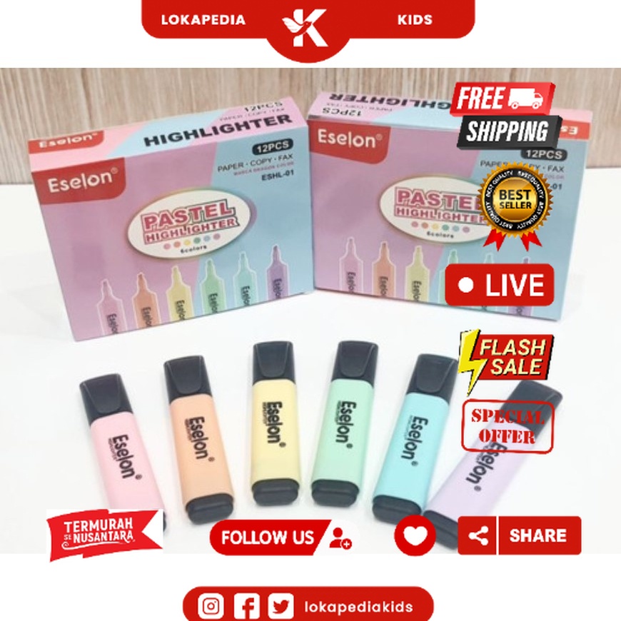 

(12pc) HIGHLIGHTER / STABILO PASTEL / PENANDA MURAH WARNA WARNI