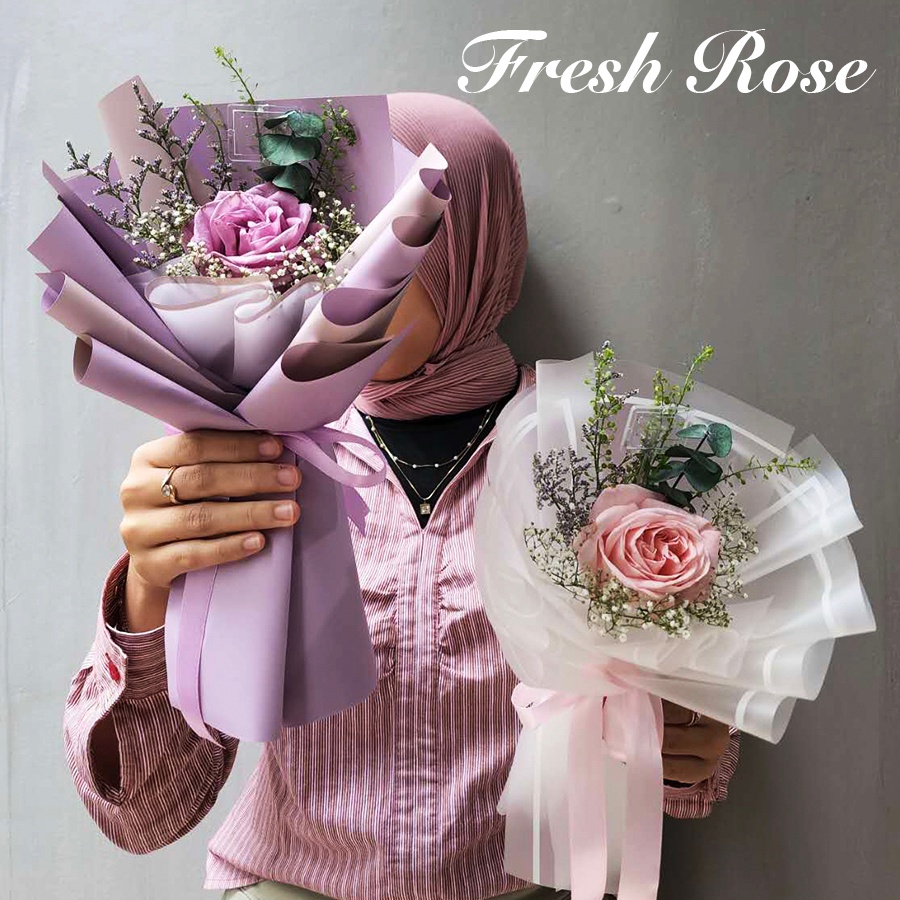 Fresh Flower Single Bouquet Rose / BUKET BUNGA MAWAR ASLI / BUKET FRESH FLOWER / BUKET WISUDA / BUKET UNTUK CEWEK / COWOK / PASANGAN / MAMA