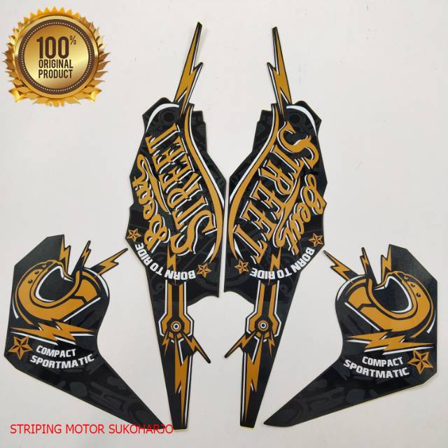 (ORI) striping honda beat street 2018 2019 hitam kualitas original