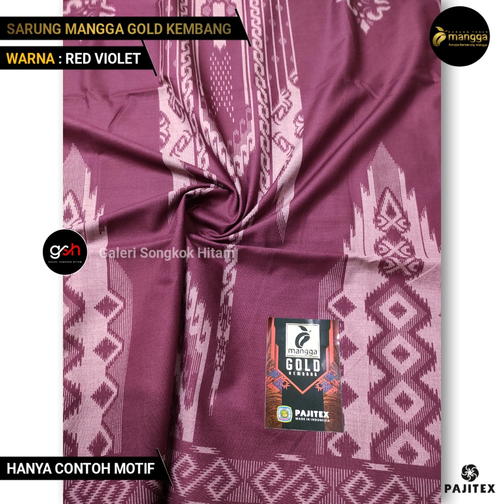 Sarung Mangga Gold Kembang RED VIOLET Sarung Dewasa Motif Kembang Sarung Pria Cap Mangga