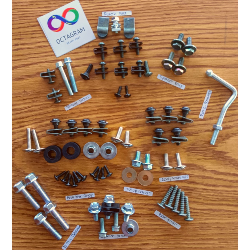 Baut Motor Lengkap /Baut Revo 100/ Baut Body Motor Revo Lama Lengkap