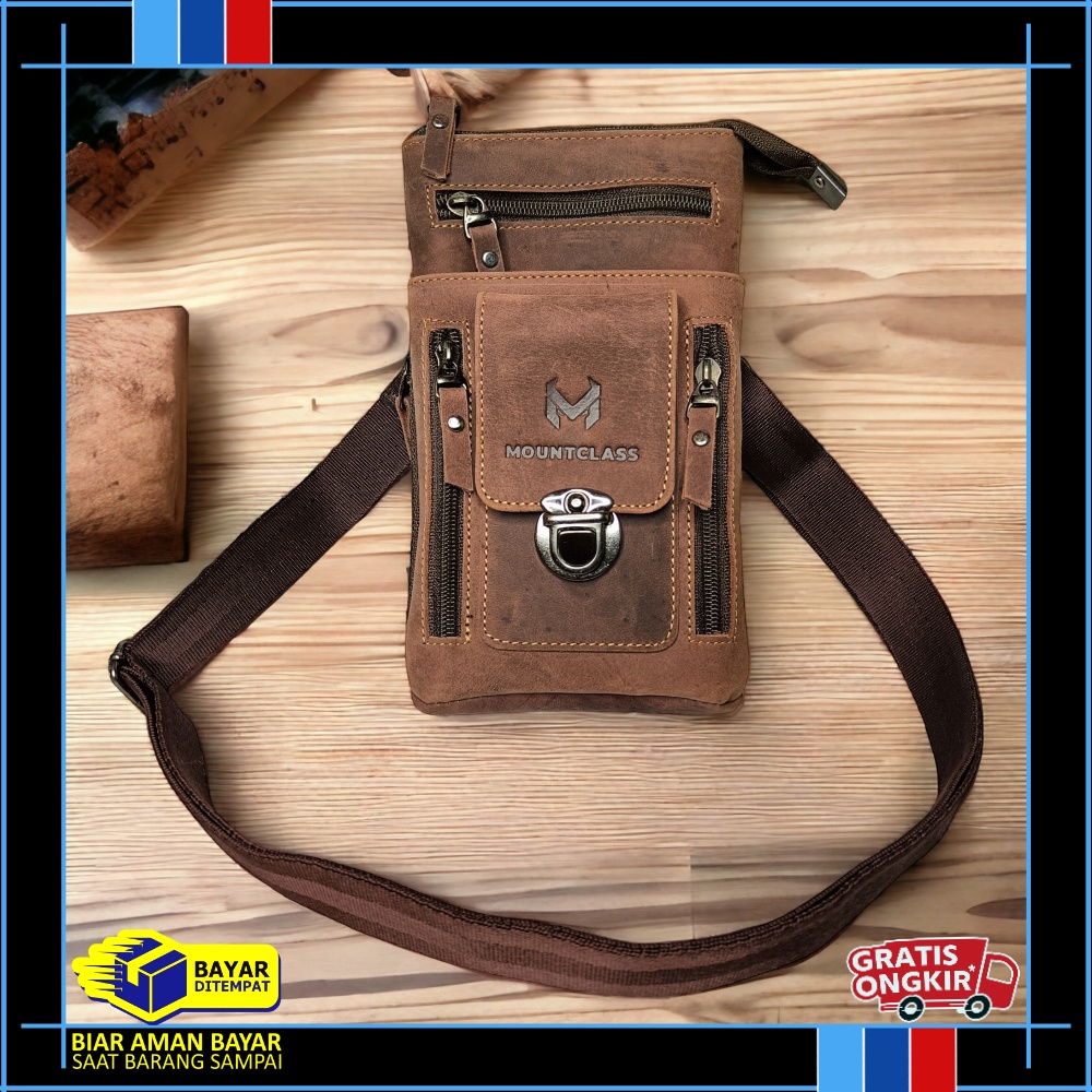 Pinggang Selempang Kecil Tas Pinggang hp Selempang tas Kecil Pria 100% Kulit Sapi - Vio Sling Bag Se