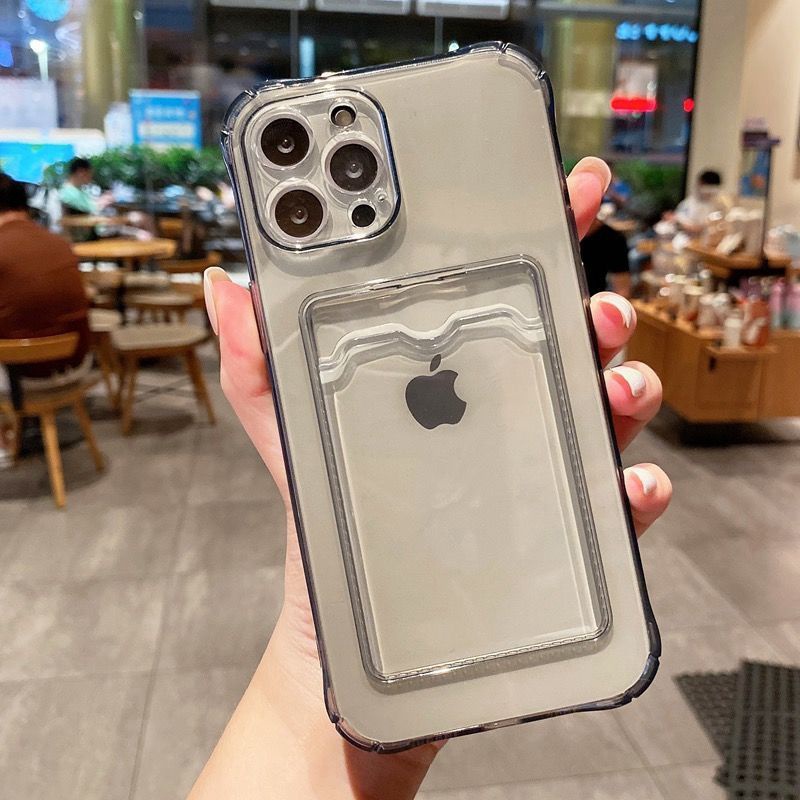 iPhone 6 6s XSMax 11 12 13 14 15 Pro Max Casing Wallet Card Slots Holder Airbag Soft Silicone Clear 